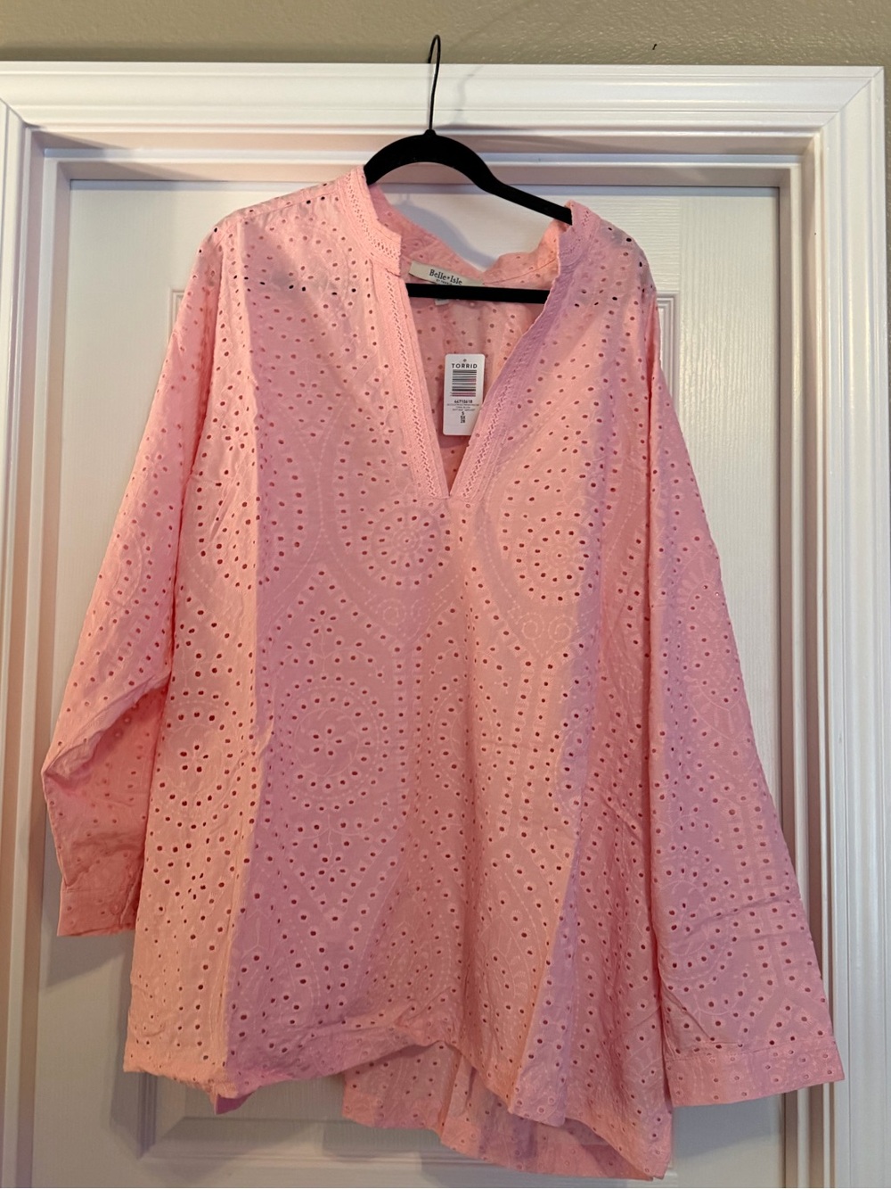 torrid Pink Eyelet V-Neck Tunic